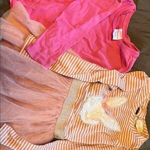 Hanna Andersson long sleeved shirt
Fuzzy bunny dress (btween)
Both 3t